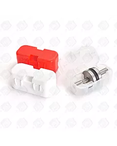 Image of 3 different TDP tooling cases, the red, white and clear case. The clear case is open displaying some TDP tooling.