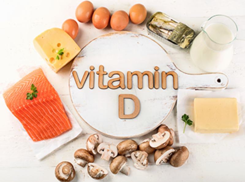 Vitamin D Rich Foods. Top view. Healthty eating concept